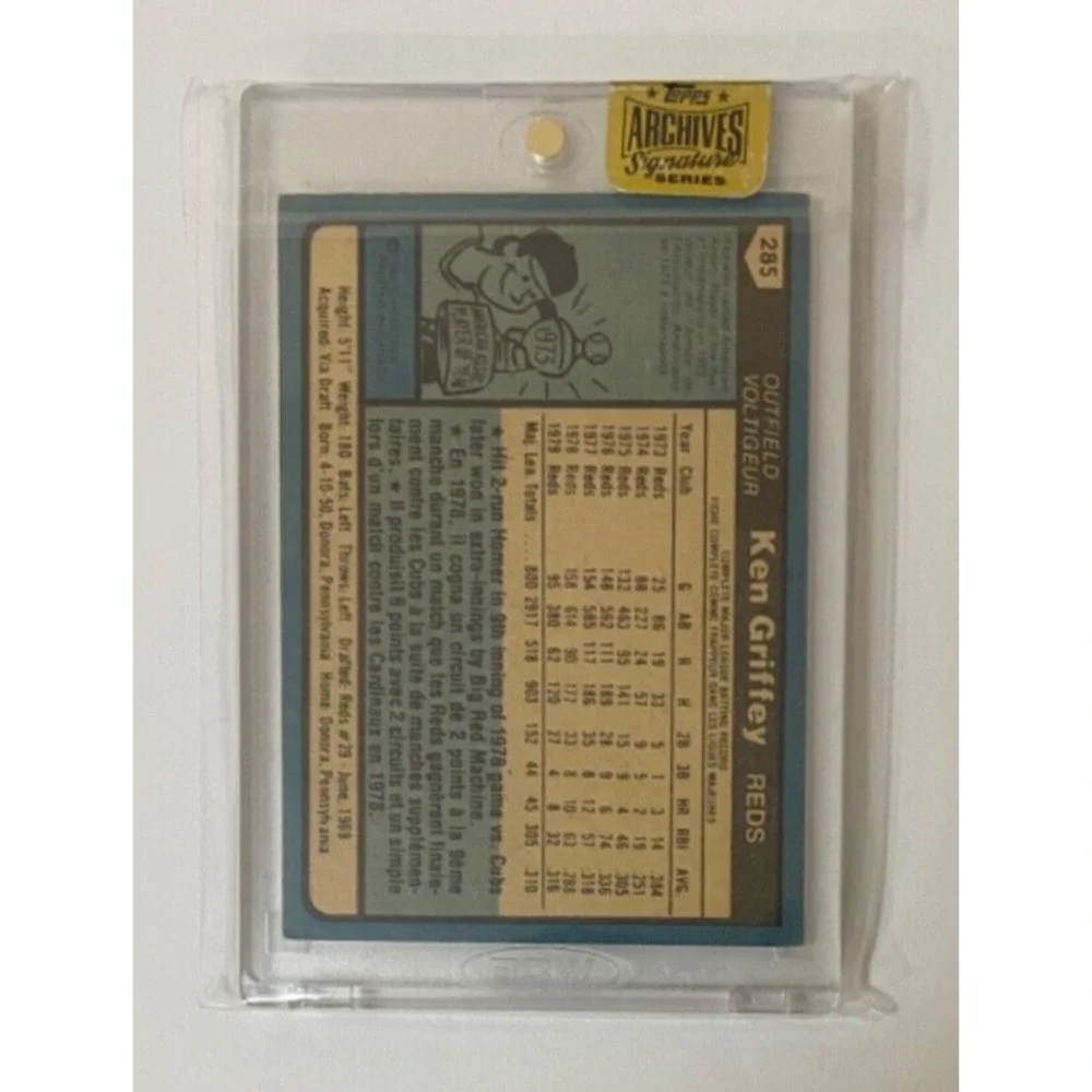KEN GRIFFEY 2016 Topps Archives Signature Series 1/3 Auto 1980 O Pee Chee‎ Reds